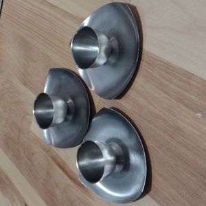 Vintage Stainless Steel Egg Cup With Attached Tray Lot Of Three